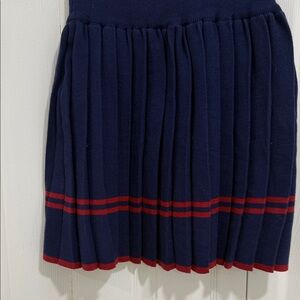 Elegant Navy Skater Skirt with Red Accents